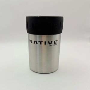 Native Eyewear Silver & Black Metal Can Insulator Koozie Tumbler Bottle Holder